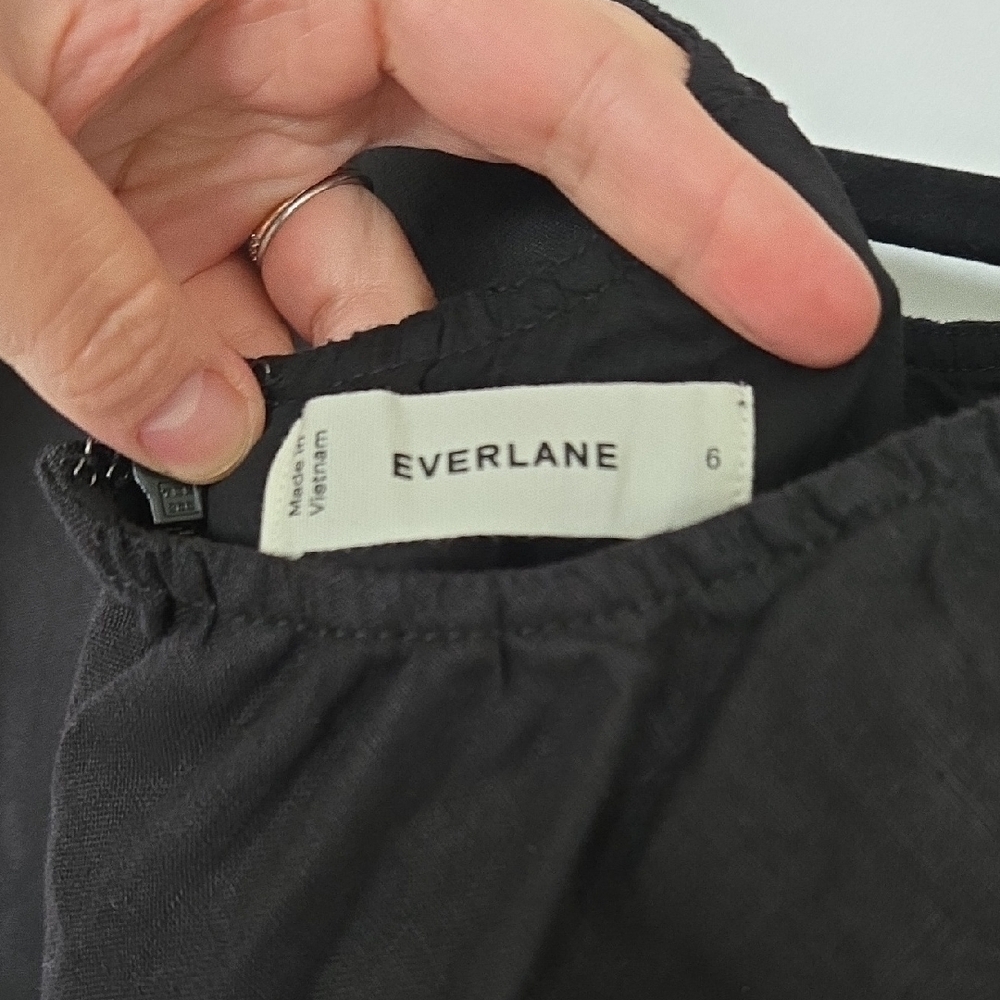 Everlane Black Puff Sleeve Linen Dress - Picture 6 of 10